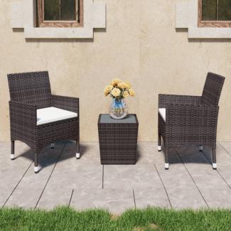 vidaXL 3-tlg. Bistro-Set Poly Rattan und Hartglas Braun 3058361