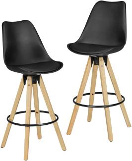 Wohnling 2er Set Barhocker Retro Design Stoff Holz mit Lehne schwarz