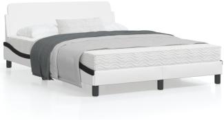 vidaXL Bettgestell "Dover" Weiß und Schwarz 140x190 cm Kunstleder 373184