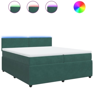 vidaXL Boxspringbett mit Matratze Dunkelgrün 200x200 cm Samt 3290127