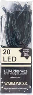 LED-Lichterkette 20-LED Dekolichter Winterdeko Weihnachtsbeleuchtung Warmweiß