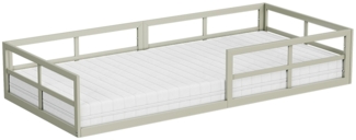 Bodenbett aus Metall Minno Greige 90x200 mit Matratze Vitalispa