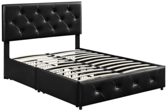 Yaheetech Polsterbett 140/160 x 200 cm, Bettgestell Doppelbett aus Kunstleder Bettrahmen Gepolstertes Bett