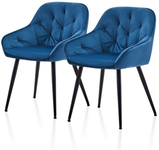 Ofcasa Esszimmerstuhl Gepolsterter Samtstuhl (2er Set), Lounge Sessel, Wohnzimmerstuhl mit Armlehne und Rückenlehne