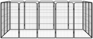 vidaXL 16-tlg. Hundelaufstall Schwarz 50x100cm Stahl Pulverbeschichtet 3115960