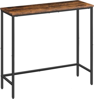 HOOBRO Schmaler Konsolentisch 75 cm Beistelltisch Flurtisch Dunkelbraun Schwarz
