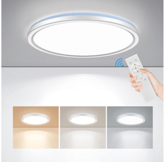 BRAIDOL Deckenleuchten Led Deckenlampe Ultra Dünn Rund Lampen,Wohnzimmer Deckenleuchte, Dimmbar Deckenleuchte, Ø29cm, LED fest integriert, 3000K~6500K, Modern Runde Lampe mit Fernbedienung,24W, H2.8cm Ultra Dünn Rund Lampen, Lampe für Wohnzimmer Schlaf...