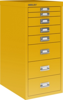 Bisley Multidrawer Schubladenschrank aus Metall mit 8 Schubladen DIN A4 ohne Sockel - Farbe: Sunflower, L298-642