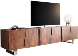 Lowboard Live-Edge 220 cm Akazie Braun massiv 6 Türen