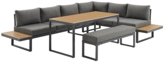 riess-ambiente Sitzgruppe IBIZA GRAND 280cm anthrazit - Aluminium, mit Sitzpolstern, wetterfest, (Set, 3-tlg), Outdoorlounge inkl Kissen & Tisch -ideal für Terrasse, Balkon & Garten