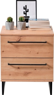 INOSIGN Nachtkommode Sardinia, Nachtschrank, Maße (B/T/H): 45,5/35/54 cm (FSC-zertifizierter Holzwerkstoff), mit 2 Schubladen, Metallgriffe und Metallfüße in Kufenform