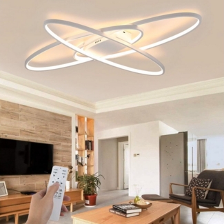 oyajia LED Deckenleuchte Modern Oval Deckenlampe mit Fernbedienung, Dimmbar Deckenleuchte 85cm, LED fest integriert, Warmweiß, Naturweiß, Kaltweiß, 40W Deckenleuchte 3 Flammig für Wohnzimmer Schlafzimmer Hotel
