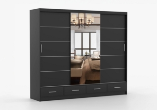 imoebel24 Schwebetürenschrank FLORENCE 250 cm - Schwarz / Schwarz