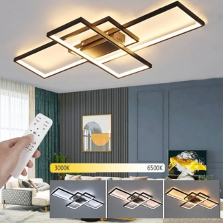 oyajia Deckenleuchte 60W Dimmbar LED Deckenlampe 90cm, 3 Rechteck Geometrisch Deckenleuchte, LED fest integriert, Kaltweiß/Naturweiß/Warmweiß, 90x50x5.5cm,Deckenbeleuchtung für Schlafzimmer Wohnzimmer Flur Büro