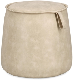 Pouf Rudina aus Kunstleder, Beige, 52x52x44 cm