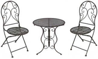 HTI-Line Balkonset Tischgruppe Lani Braun, (Set, 3-tlg, 1x Tisch, 2x Stühle), Sitzgruppe Metall Garten nostalgisch