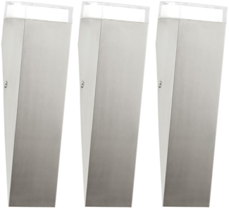 3er Set LED UP Wandleuchte, Edelstahl silber