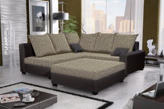 Ecksofa Sofa NINA inkl. Hocker Braun / Cappuccino Ottomane Links
