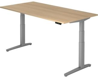 'XBHM2E' Sitz-Steh-Schreibtisch elektrisch 200x100cm Eiche Silber