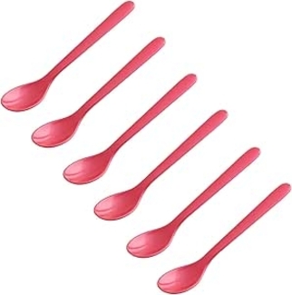 FACKELMANN | 6er Set Eierlöffel Frühstückslöffel 14 cm | Farbe: Rot | hochwertiger Kunststoff | ideal für den Frühstückstisch