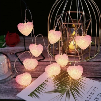 Merry 2024 LED-Lichterkette LED-Lichterkette Herzen,LED Lichtervorhang, Batteriebetriebene,für Mädchenzimmer,Valentinstag Dekorationen