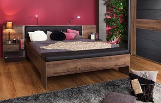 Bettanlage >Bellevue< in Schwarz Eiche/ Schlammeiche - 284,6x96,5x208,7 (BxHxT)