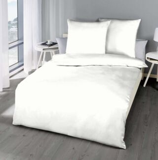 JACK Bettwäsche JACK by Kaeppel 135x200 cm 4 tlg Uni Biber Bettwäsche Weiß / Anthrazit, Biber, 4 teilig, zeitlose Uni - Bettwäsche aus reiner Baumwolle