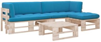 4-tlg. Paletten-Lounge-Set mit Kissen Kiefernholz Imprägniert