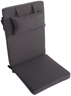 LILENO HOME Hochlehnerauflage mit Kopfkissen, bequeme Sitzauflage für Gartenmöbel, Stuhlkissen, (1er Set), Polsterauflage in Anthrazit, Sitzpolster waschbar für Klappstühle