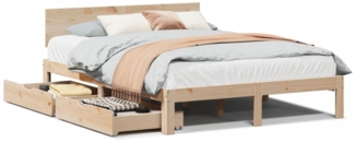 vidaXL Massivholzbett mit Schubladen 135x190 cm Kiefer 3301974