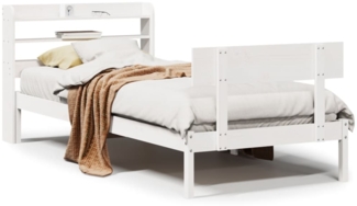 vidaXL Massivholzbett ohne Matratze Weiß 75x190 cm Kiefernholz 3306604