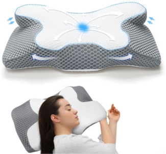 Simloveve Nackenstützkissen Orthopädisches Kissen Memory Foam KopfKissen Seitenschläferkissen, Füllung: Memory Foam, 4 Bereiche bieten umfassende Unterstützung für Nacken, Schultern und Arme, Linderung von Schulter- und Nackenverspannungen, Erhaltung d...