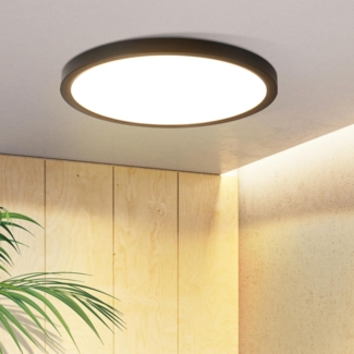 ZMH LED Deckenleuchte Rund Flach - Schwarz 3000K Warmeweiß 15W Flurlampe IP44 Badezimmerlampe Ø18cm für Wohnzimmer Schlafzimmer Küche