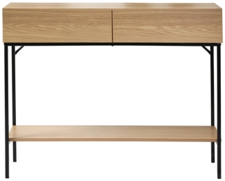 Casâme Konsole mit 2 Schubladen und 1 Regalboden in Eichenoptik - L100cm - Helles Holz