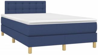 vidaXL Boxspringbett mit Matratze & LED Stoff Blau 120 x 200 cm, Härtegrad: H2 [3134027]