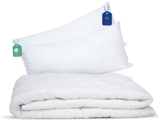 livessa Bettdecke + Kopfkissen Ideal für Ganzjahreszeiten mit 300 g/m² Füllung, Füllung: Hohlfaser, Bezug: Mikrofaser, Bettwaren SET weich und atmungsaktiv