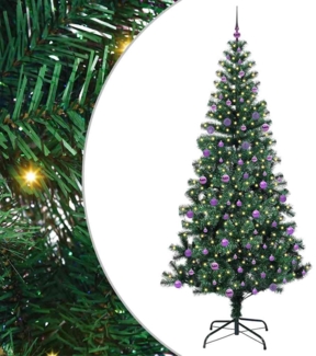 vidaXL Künstlicher vorbeleuchteter Weihnachtsbaum Grün 240 cm 3396794