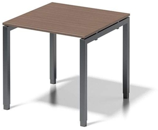 BISLEY Cito Schreibtisch, 650-850 mm höheneinstellbares U-Gestell, Metall, Wn334 Dekor Nußbaum, Anthrazitgrau, 80 x 80 x 85 cm