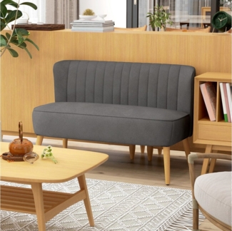 HOMCOM 2-Sitzer Zweisitzer, Loveseat mit Leinenoptik, Doppelsofa mit Holzbeine, 1 Teile