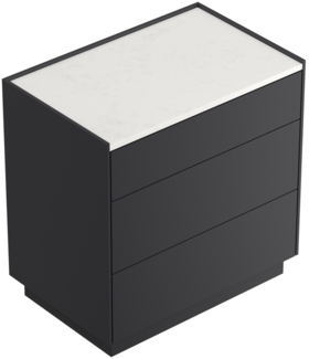 Nachttisch Kommode Lux XL 70cm, Quarz, 3 Pushauszüge Grafit für Boxspringbett : Grafit