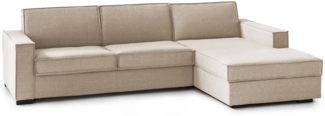 Dmora Sofa mit Halbinsel Assobasso, Ecksofa, Sofa mit Stauraum-Halbinsel rechts, schmale Armlehnen, 100 % Made in Italy, 260 x 95 x 90 cm, Beige