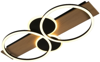 LED Deckenleuchte, Holzleuchte, schwarz, L 72 cm