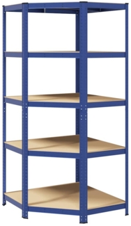 vidaXL Eckregal mit 5 Böden Blau Stahl & Holzwerkstoff 4016964