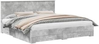 vidaXL Bettrahmen mit Kopfteil Beton Grau 200x200 cm Holzwerkstoff 3411267