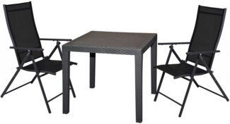Koopman Gartenlounge-Set Gartenmöbel Sitzgruppe Balkonmöbel Terrasse Antrazit, (3-tlg), Set, Tisch, 2 x Hochlehner, 3 Tlg