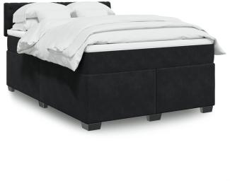 vidaXL Boxspringbett mit Matratze Schwarz 140x200 cm Samt 3288638