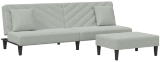 vidaXL 2-tlg. Sofagarnitur mit Kissen Hellgrau Samt 3216262