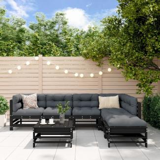 vidaXL 7-tlg. Garten-Lounge-Set Schwarz Massivholz Kiefer