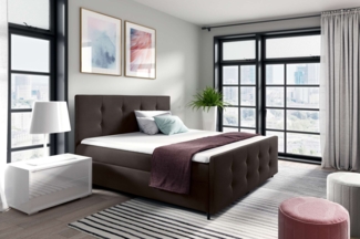99rooms Primo Boxspringbett 140x200 cm Velours Jasmine Braun