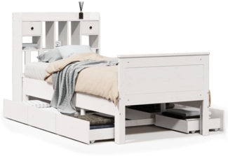 vidaXL Massivholzbett mit Regal ohne Matratze Weiß 75x190 cm Kiefer 3308946